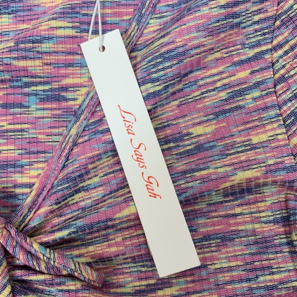 NWT Lisa Says Gah Lotta Long Sleeve Mini Dress in Berry Size Large Cinch Front - Picture 10 of 10